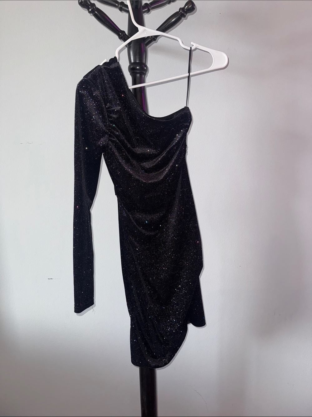 Gianni Bini Black One-Shoulder Sparkle Dress 17.2.B.1